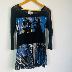 2/$30 Lynn Ritchie Silver Mesh Black Top Medium